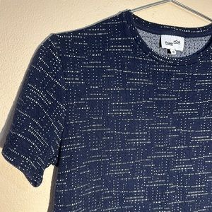 EUC Frank +Oak xs tp navy w white pattern texture tick woven short sleeve tshirt